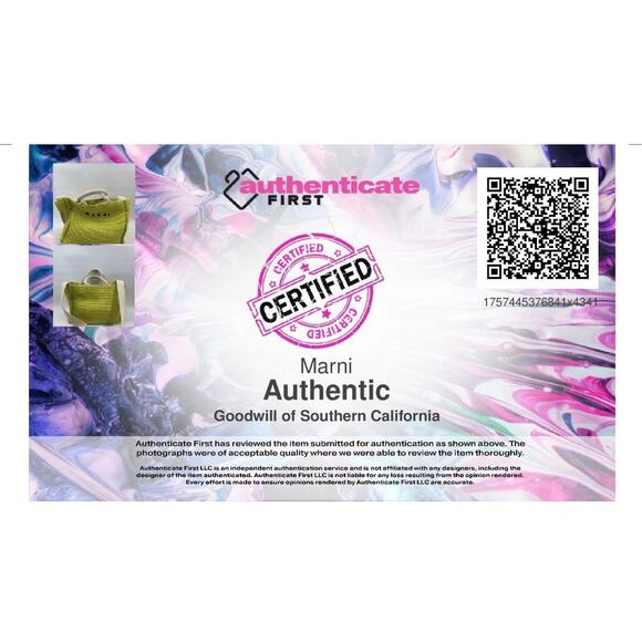 MARNI Neon Green Embroidered Raffia Tote - Picture 10 of 10